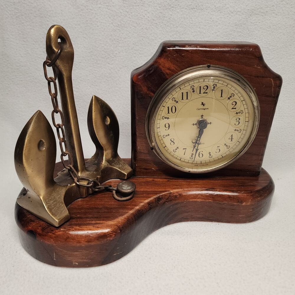 Carrington Desk Mantel Clock Nautical Themed Decor Ship Anchor